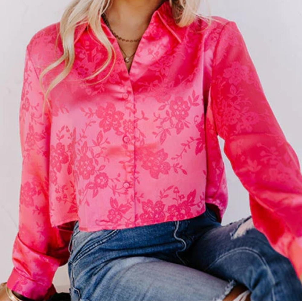 Satin crop blouse